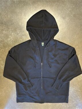 wild fable Women's Black Oversized Zip-up Hooded Sweatshirt READ ✅